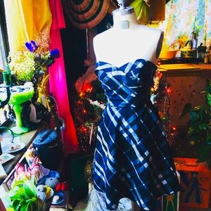 Vintage gingham taffeta party dress